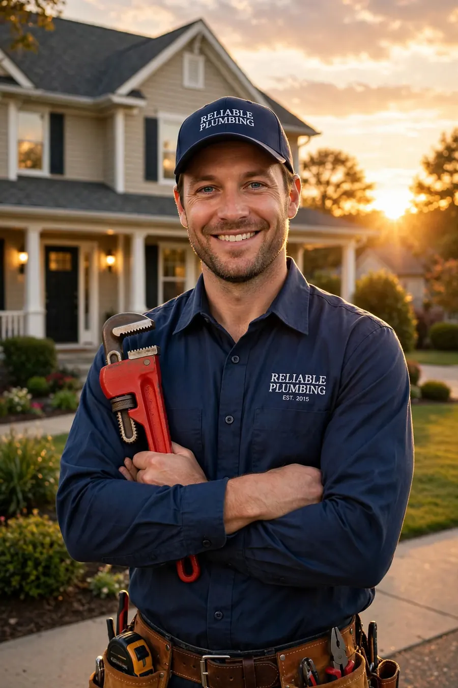 Plumber outside a Leesburg, Virginia home